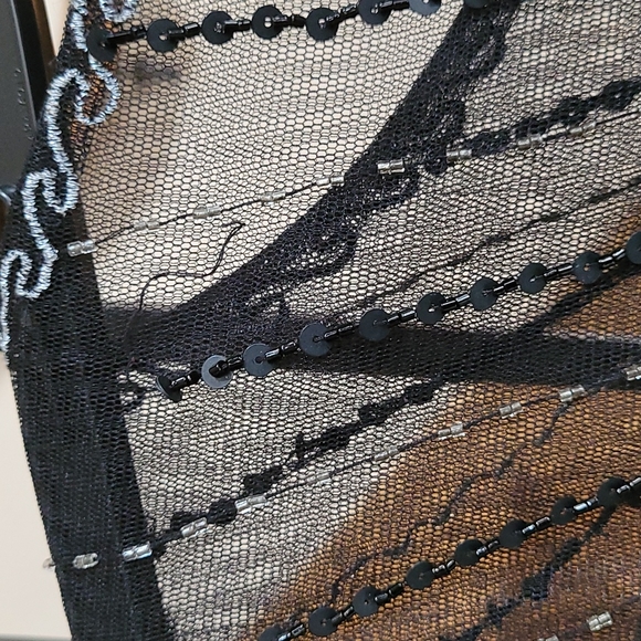 Sue Wong Nocturne Black Beaded Bodice Cocktail Dress - Picture 7 of 15